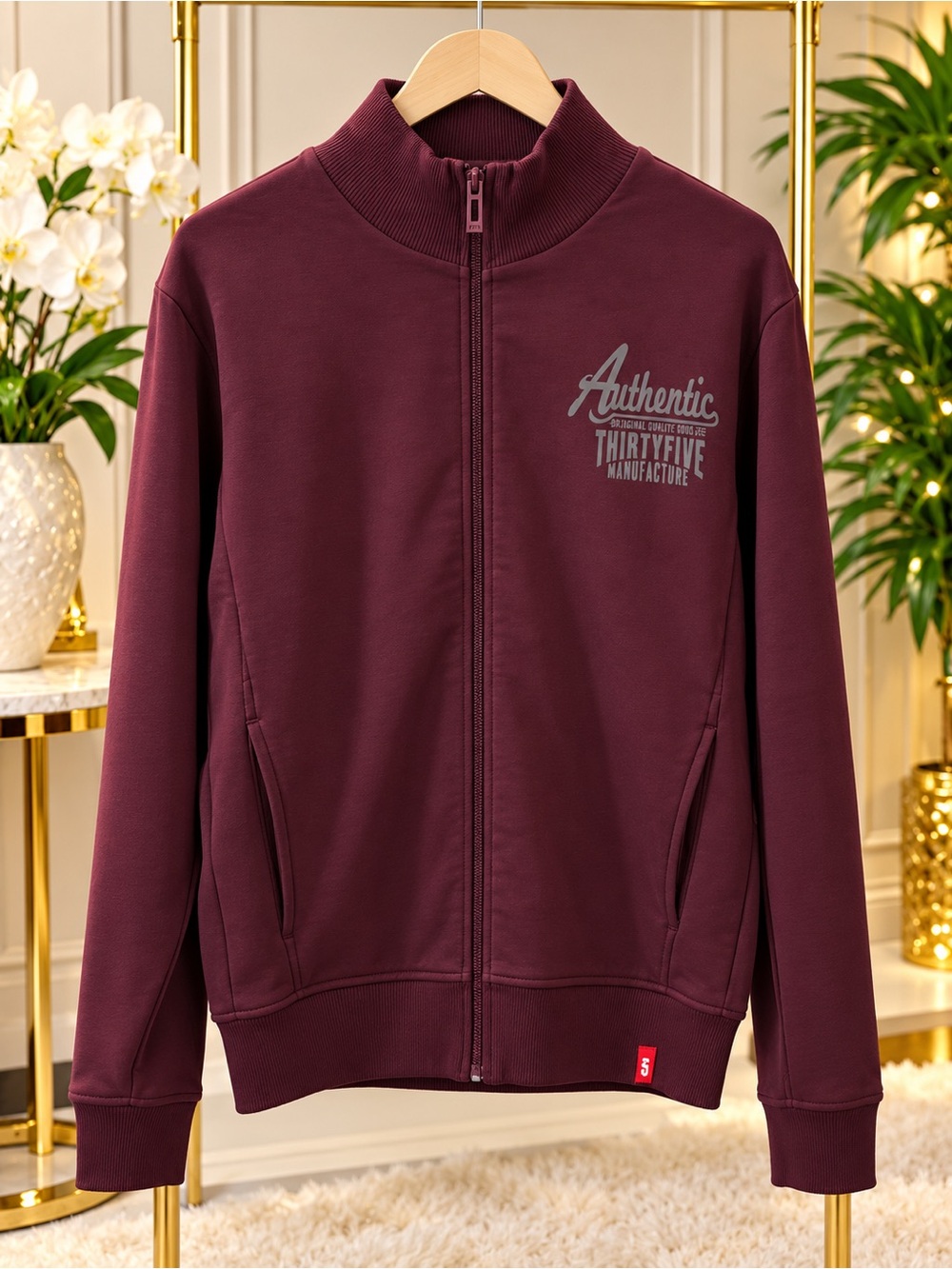 Men Burgundy Full-Zip Jacket